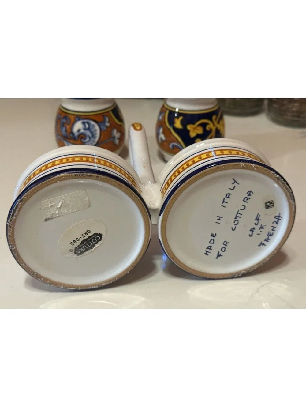 Vintage Cottura Italian Handpainted Ceramic Salt & Pepper Shakers Mini Pitcher